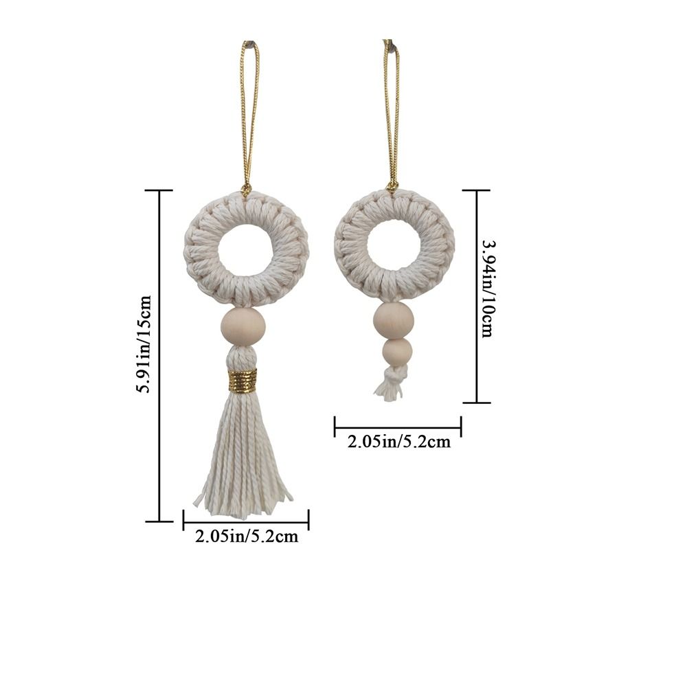2pcs Woven Christmas Wreaths Pendant Cotton Rope Christmas Tree Ornaments Boho   New Year