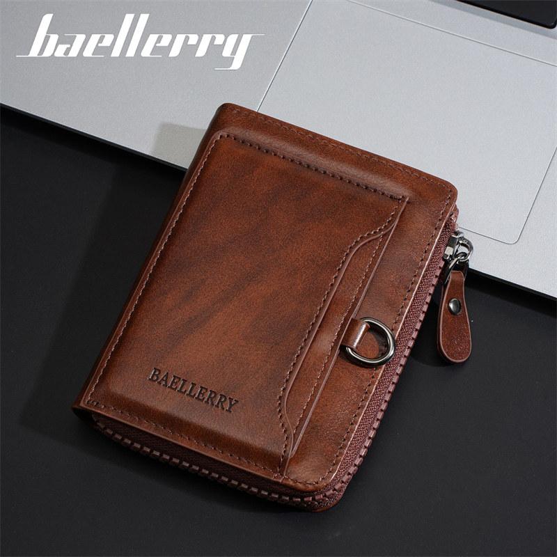 Baellerry Vintage Design Short Wallets for Men Man Business Driver's License ID Card Holder Coin Purse