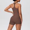 Set Yoga da Donna Transfrontaliero con Spalline Sottili, Vita Alta, Top che Scopre la Schiena e Pantaloncini Aderenti