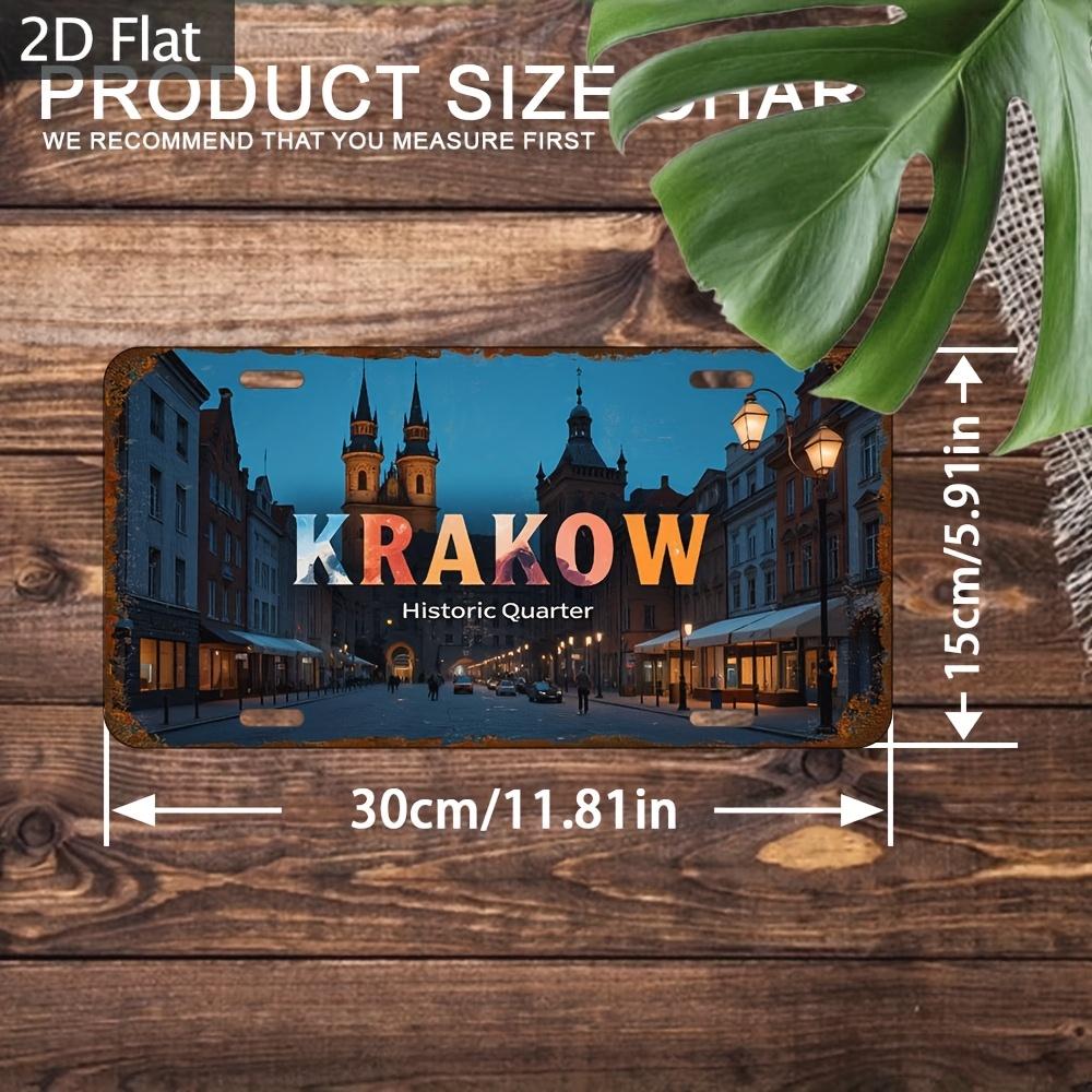 D-Flach Vintage Krakau Metallschild x cm Vintage Wanddekoration einer Nachtstadtlandschaft Geeignet für Bars KTVs Caf
