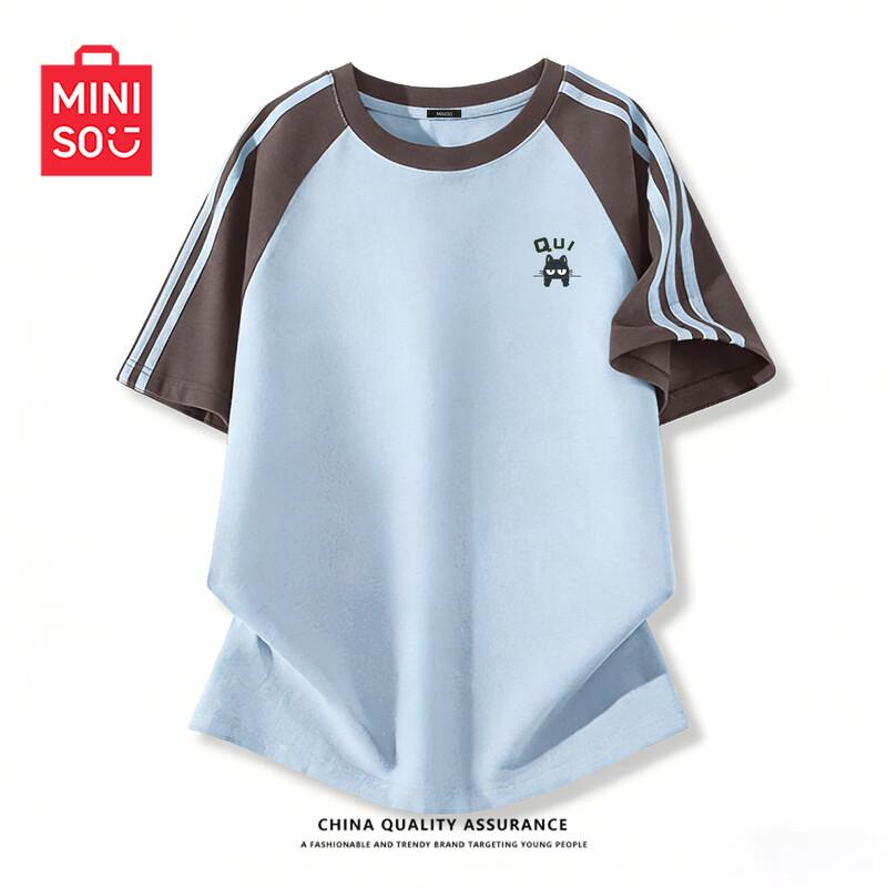 MINISO Women s Pure Cotton Raglan T-Shirt with Cat Chest Logo 2XL