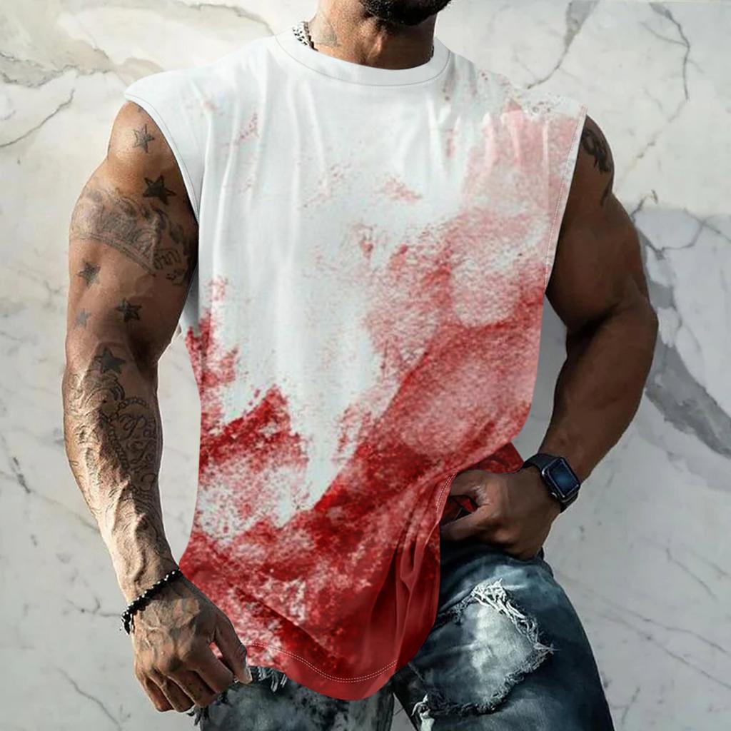 Men's Halloween Horror Texture Print Casual Sports Loose Sleeveless Vest