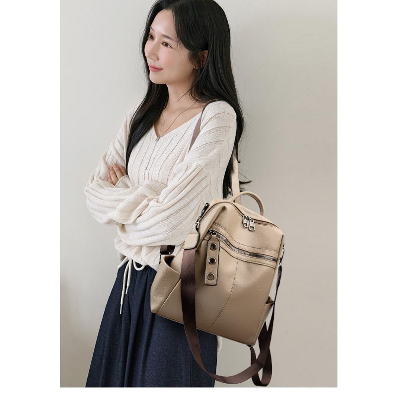 Women's Multi-functional Leather Backpack Retro Leather Shoulder Bag Large Capacity Backpack for Daily Commute and Weekend Outings and Travel