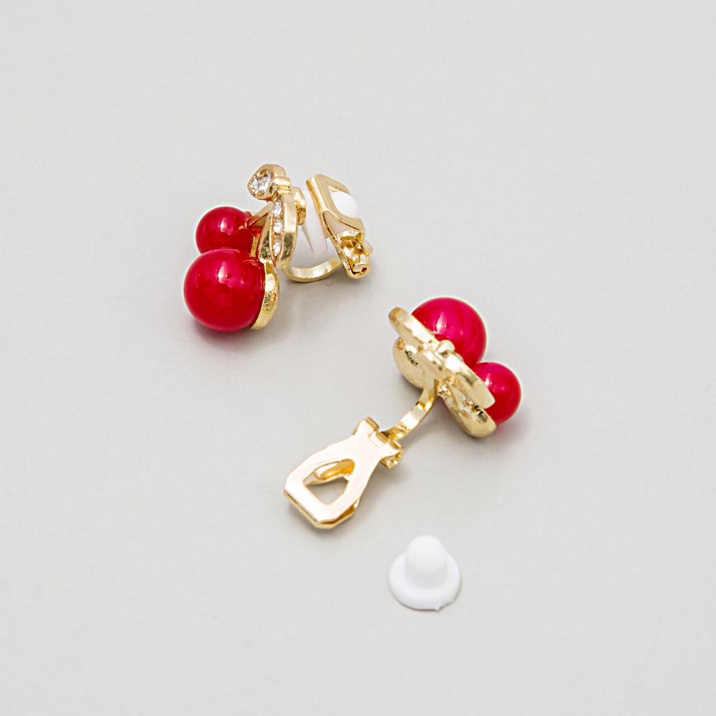 Cute Design With Diamonds, Red Cherry, Sweet Earrings, Simple And Small Girlish Earrings, Stud Earrings.