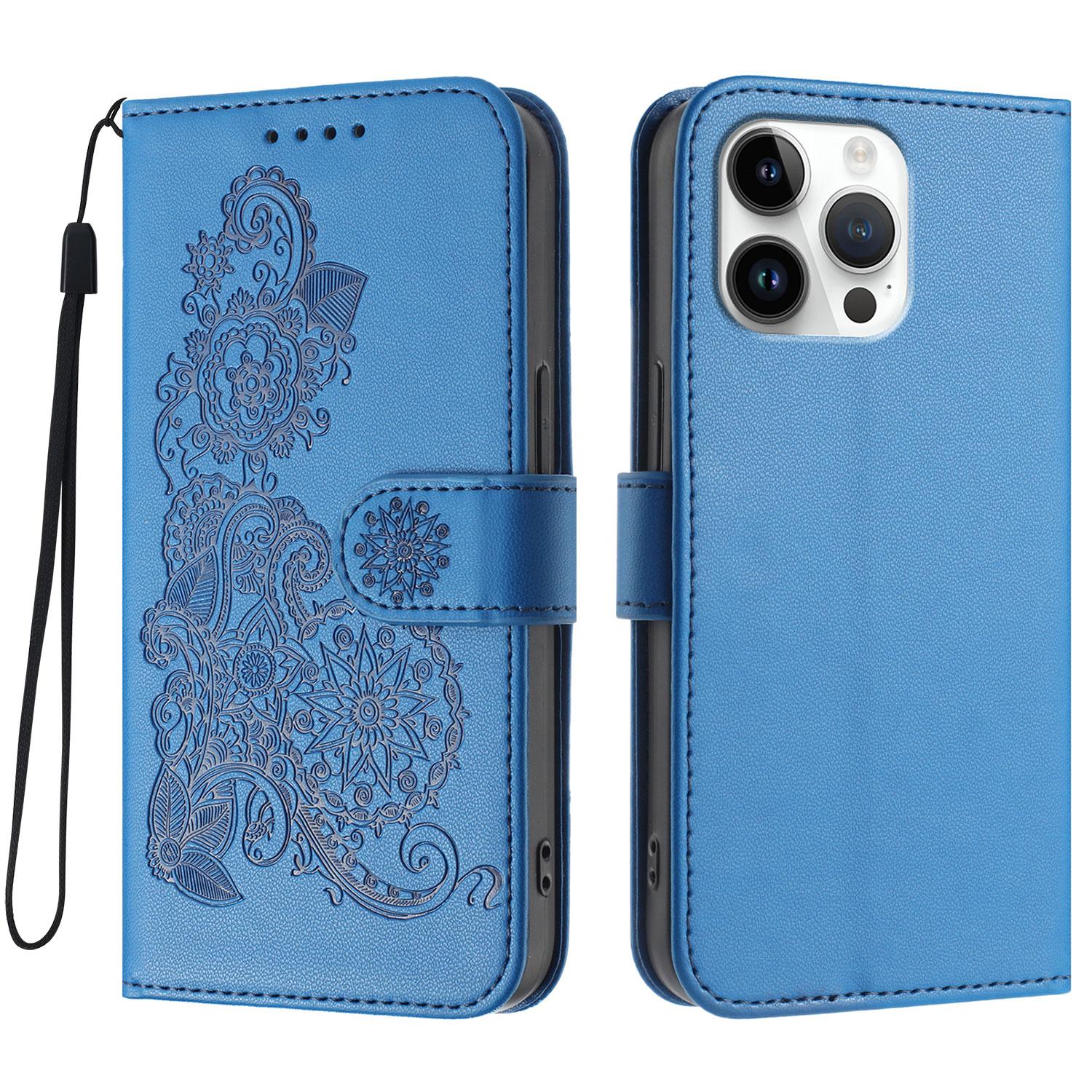 

For iPhone 16 Pro Max Phone Cases Mandala Flower Leather Wallet Mobile Cover with Strap C