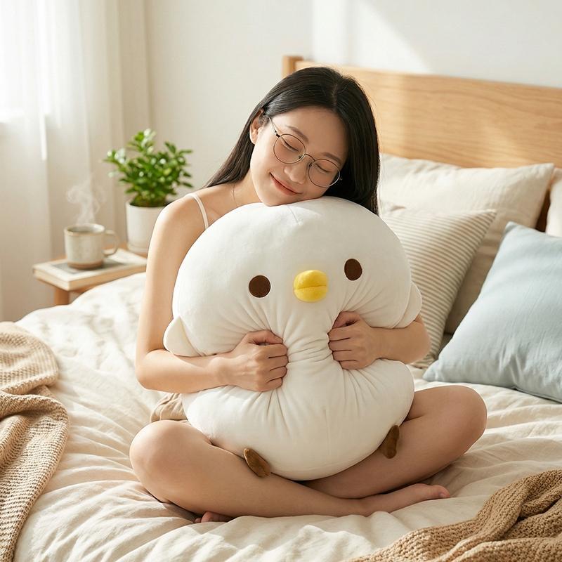 Amuseable Super Soft Cartoon Doll Kawaii Little Yellow Chicken Plush Cushion White Toy Ornament Holiday Birthday Gift For Kids