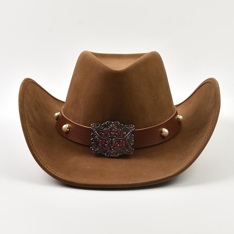 Vintage Suede Western Cowboy Hats for Men Women Big-edge Gentleman Cowgirl Jazz Hat Holidays Party Cosplay Hat