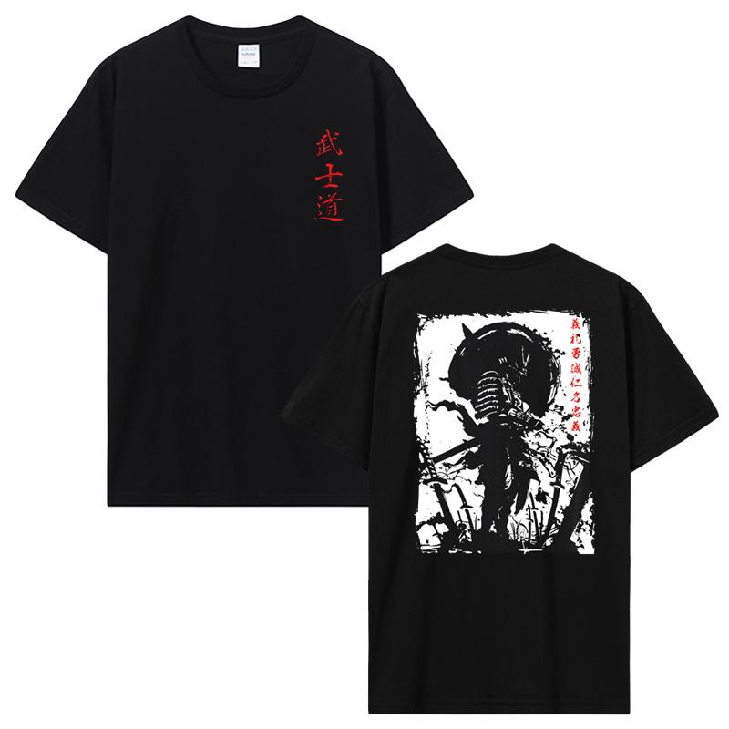 New Japan Samurai Spirit T Shirts Japanese Style Back Print Men Cotton Tshirt Anime T-shirt Bushido Male Gifts Tees Streetwear