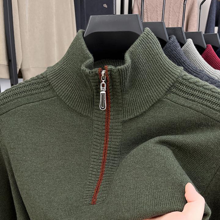 2025 Autumn Winter New Mens Sweater Zippers Turtleneck Long Sleeve Men Warm Pullovers Sports Sweater