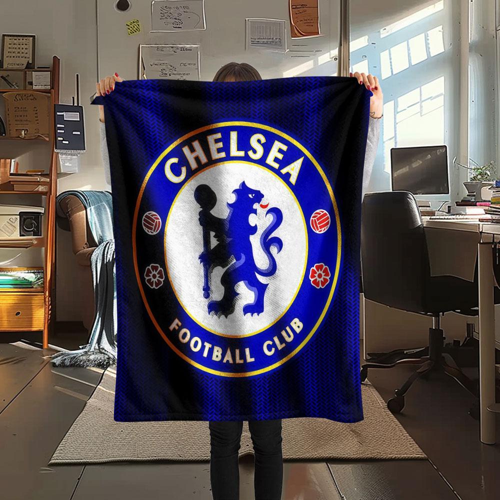 Chelsea bedekte Flanelldecke, weicher Überwurf für Schlafzimmer Sofa, waschbar, Fußballfanartikel, tolles Geschenk.