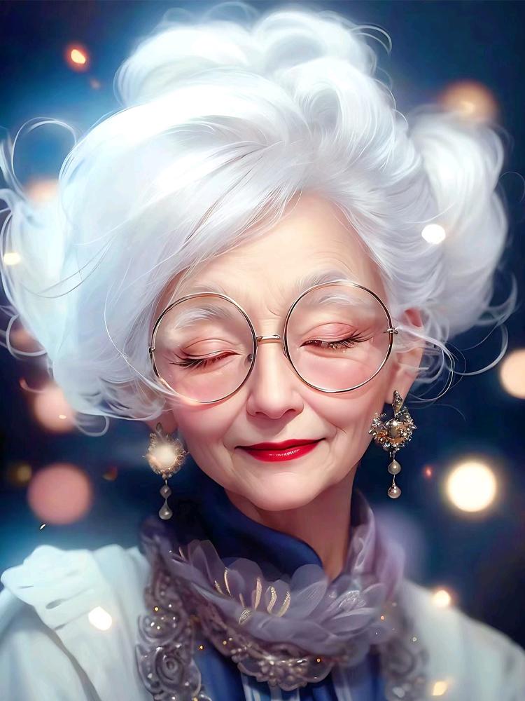 Cartoon Diamond Painting Cross Embroidery Colorful Painting Happy Grandma 5D DIY Diamond Embroidery Home Decoration