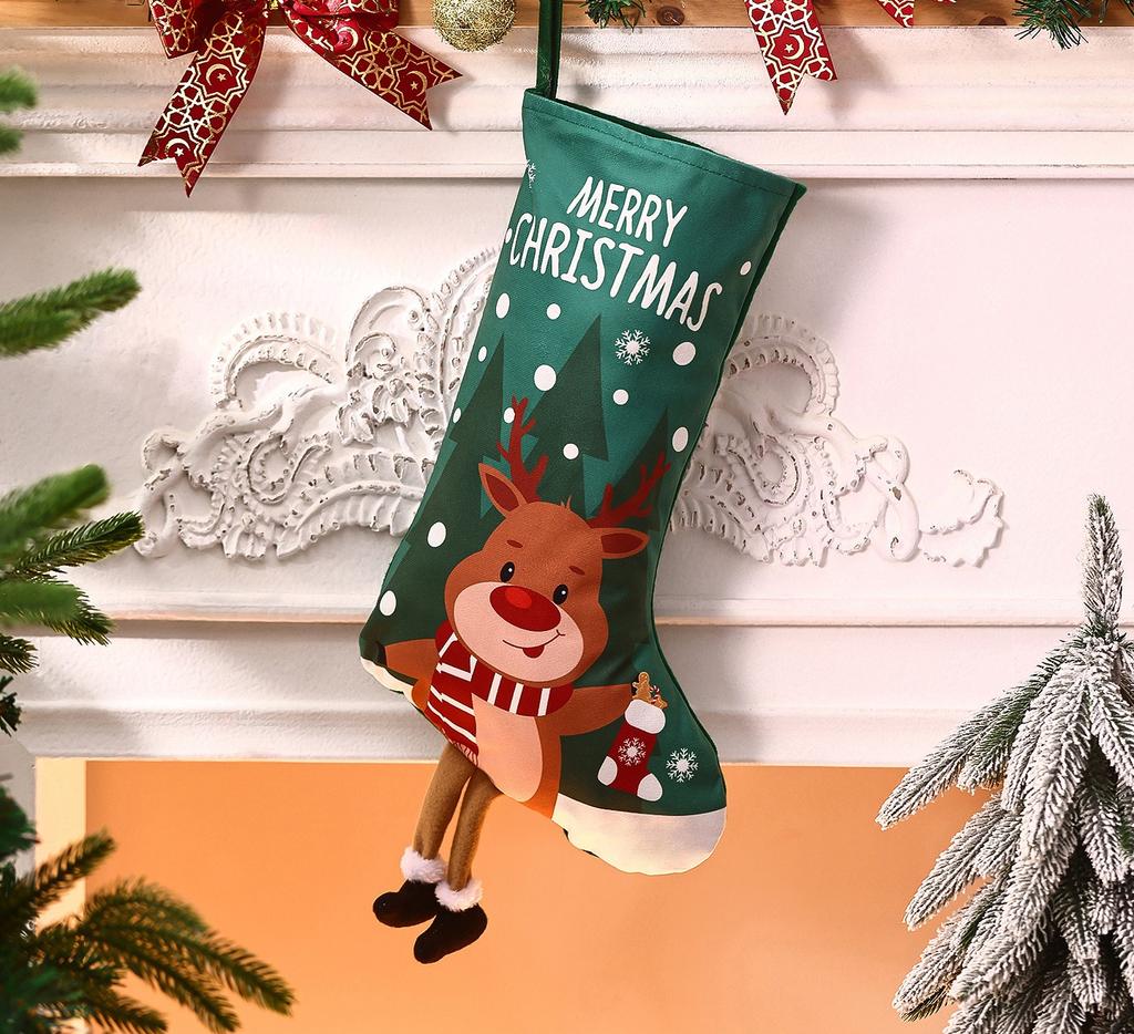 Christmas decorations household fireplace atmosphere pendant cartoon socks gift bag children's candy pendant