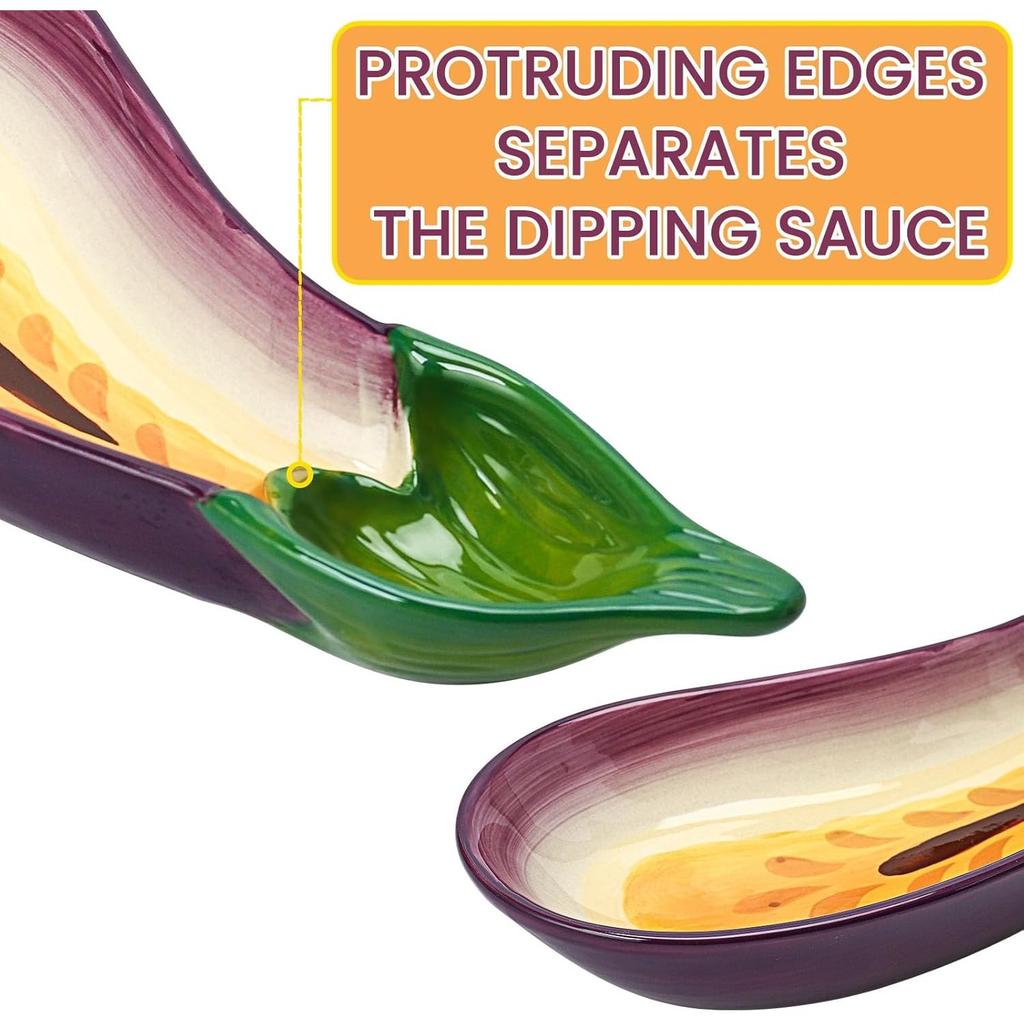 Chip And Dip Serving Platter Purple Eggplant Shaped Tray for Dips Crackers Chips Snacks Party Dish Appetizers Salads Sushi