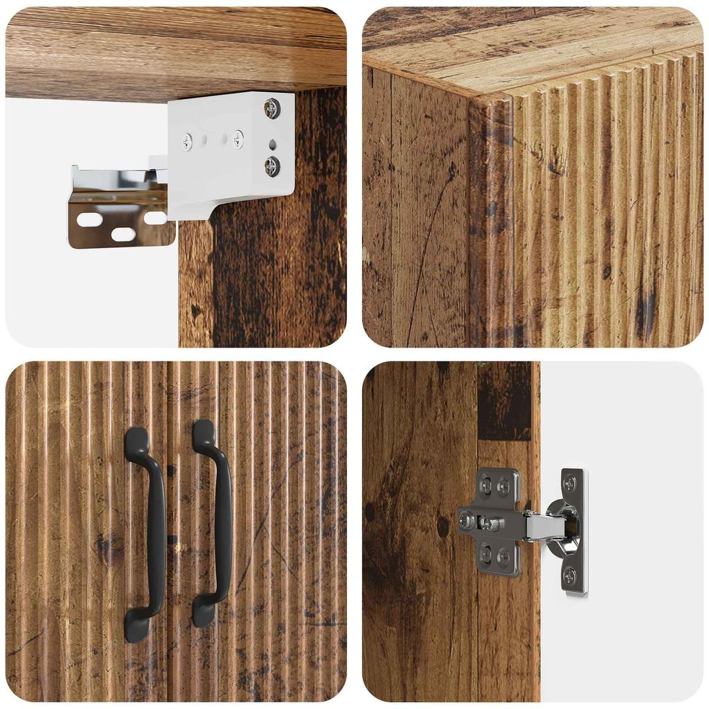 Wall Mounted Cabinet In Reclaimed Wood Look 59 X 31 X 60 Cm Particleboard
