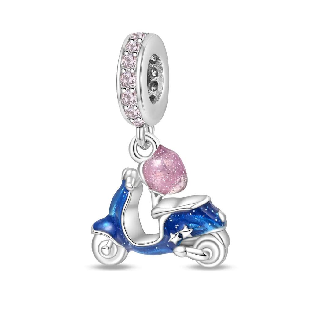 Copper Bicycle Tourist Car Jeep Electric Car Helmet Beads Pendant Charms Fit Bracelet Diy Birthday Jewelry Gift