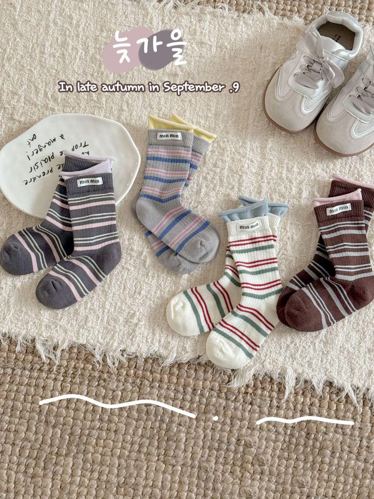Kinder Frühling & Herbst Miu Serie Baumwollsocken - Winterstil gerollter Rand Mid-Tube für Jungen & Mädchen