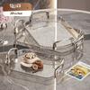 Clear Plastic Serving Tray PET Material with Handles Versatile Dining Tea Serving Platter for Home Restaurant Cafe Decorate