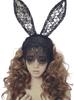 Lady Lazy Sexy Black Lace Rabbit Ears Bunny Headband with Blindfold Eye Mask Cosplay Costume Photography Costume Temptation Extreme Costume Black