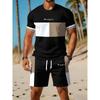 Casual Sports Suit Breathable Outdoor Leisure Men's Round Neck T-shirt Shorts Pants Suit Summer Digital Printing Printing Suit for Men and Adults