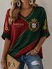 2026 Portugal Print Soccer Jersey Quick Dry Breathable V Neck Football T-shirt Family Matching Parent Kid Fashion fashion Sports