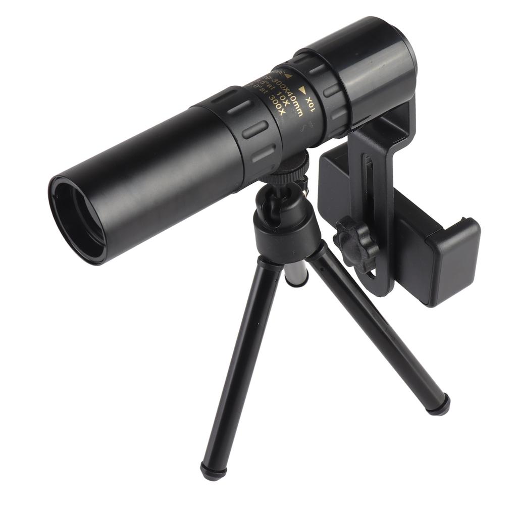 Monocular Telescope 10X 300X Magnification 40mm Lens Monocular with Phone Holder and Mini Tripod for Bird Watching