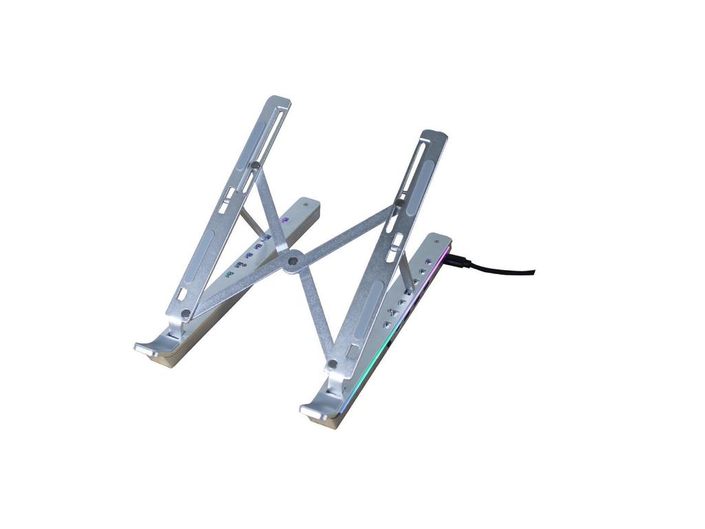Portable Aluminum Laptop Stand with RGB Lighting and Cooling Support