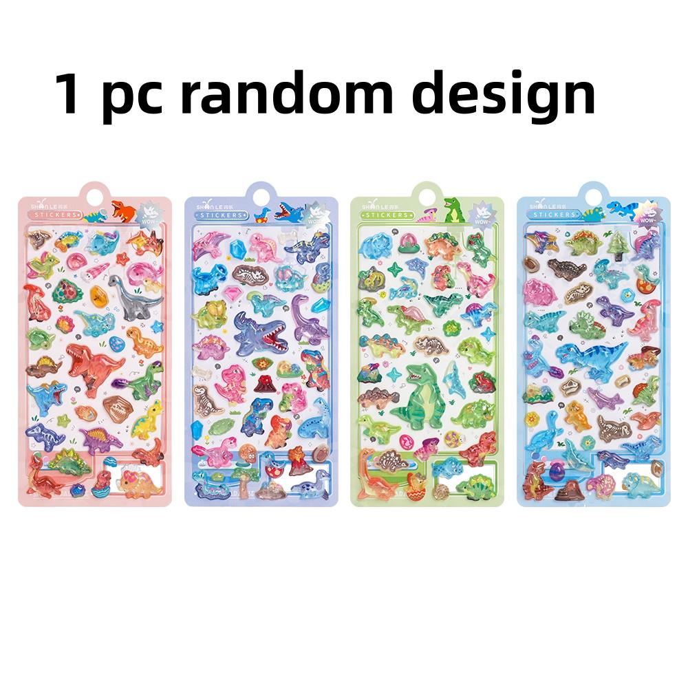 1/4 Pcs Colorful Dinosaur World Cartoon 3D Relief Stickers Scrapbooking Diy Journal Cute Stationery Sticker School Gift