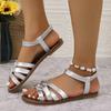Fashion Women Flat Sandals with Non Slip Rubber Soles Ladies Daily Shoes Lightweight Summer Women Sandals Bottom Roman Strap Sandals