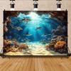 2D Underwater Shark Coral Reef Backdrop for Ocean Themed Party