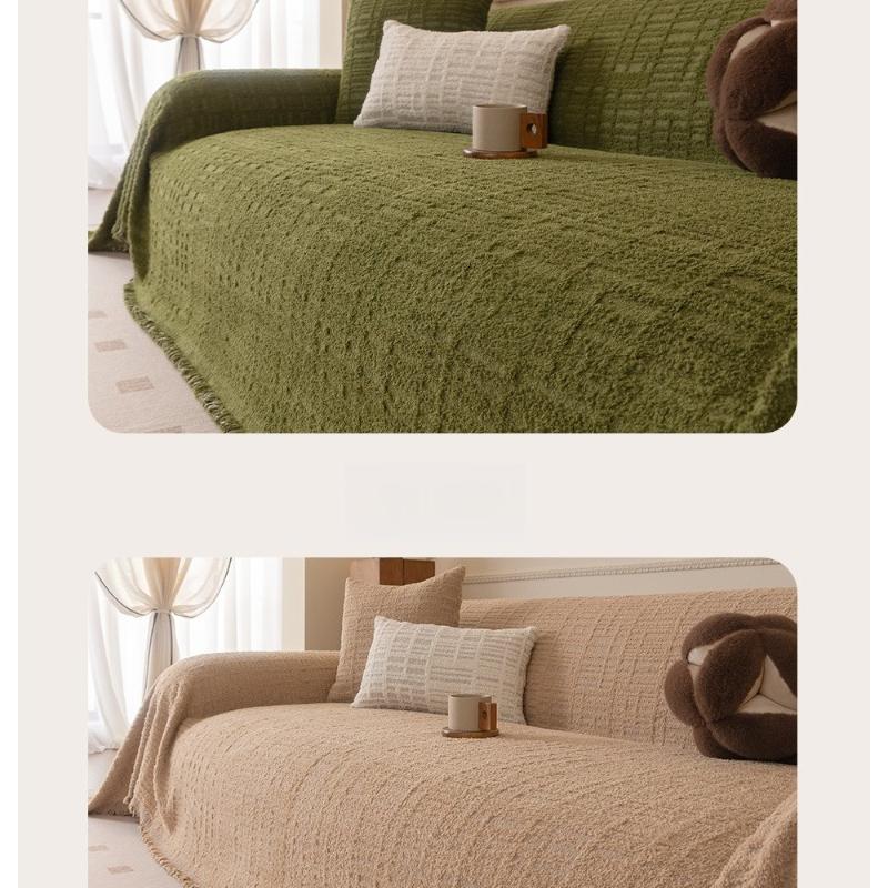 Half fleece autumn and winter high-density sofa towel simple non-slip full cover one piece sofa cover