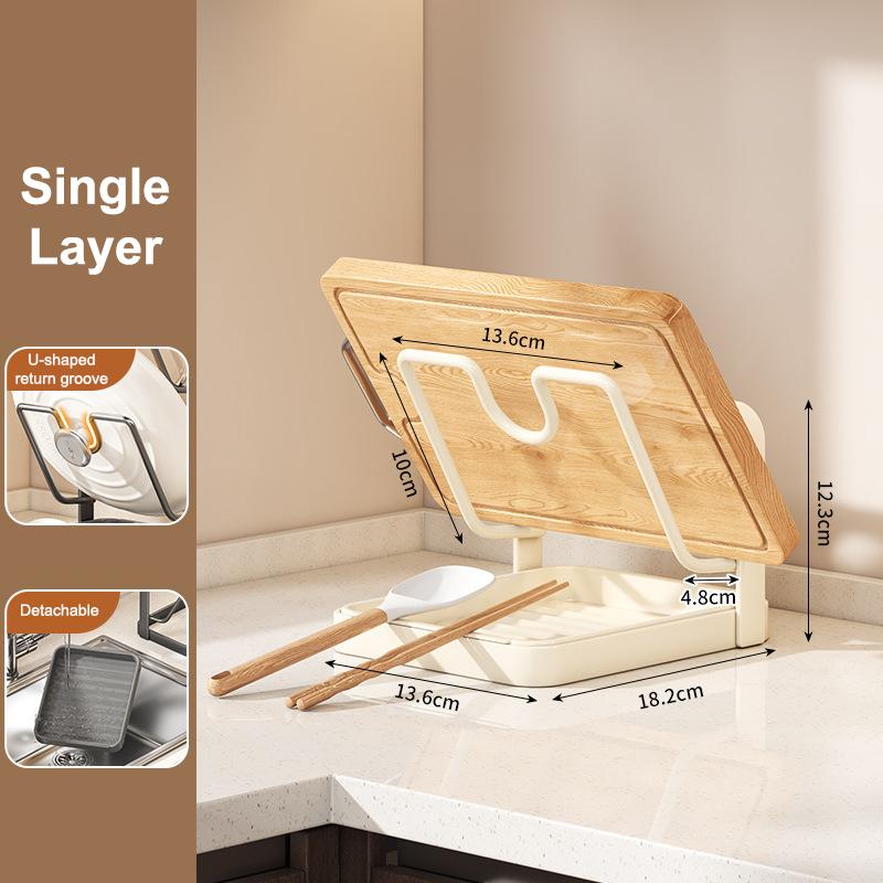 Pot Lid and Cutting Board Holder,Kitchen Countertop Organizer Rack with Drip Tray