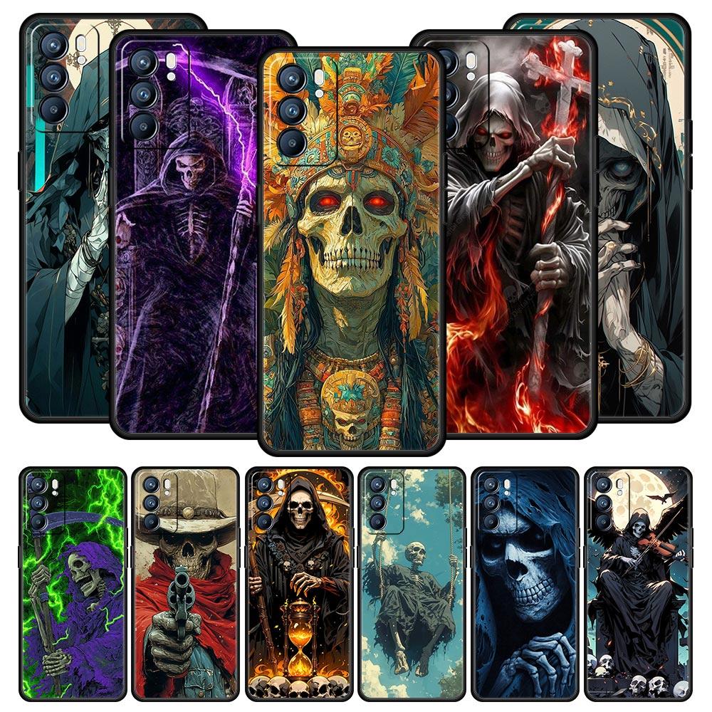 Grim Reaper Skull Phone Case For Oppo Reno14 Reno13 Reno12 11 F 10 Find X5 X9 Pro A54 5G A53 A9 A16 A78 4G A80 A98 Cover