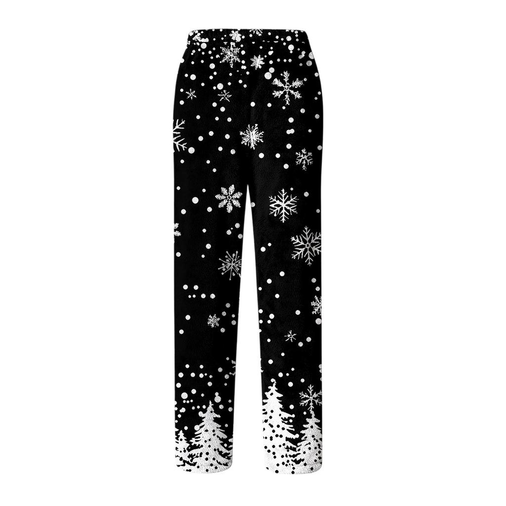 Men's Drawstring Pocket Flannel Pants Homewear Sleep Pants