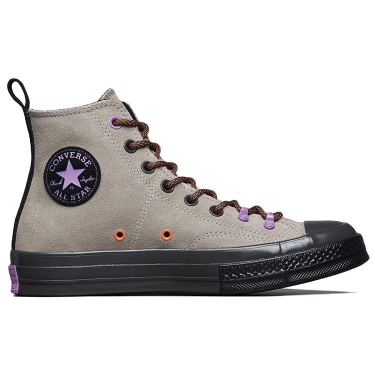 Converse Chuck Taylor All Star 1970s Fashion Versatile High-Top Goat Leather Canvas Shoes Unisex Sneakers Gray Black 172500C