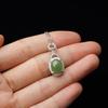 Vintage 925 Silver Hetian Jasper Cabochon Pendant Necklace with Certified Natural Green Jade