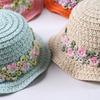Embroidered Floral Pastoral Style Pet Straw Hat Adjustable Pet Sunshade Hat Dog Fisherman Hat  Park