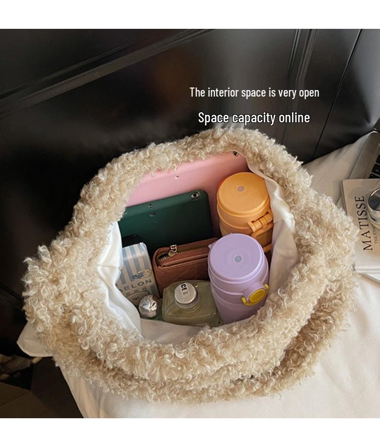 2025 Early Autumn Cute Plush Handbag and Crossbody Shoulder Bag