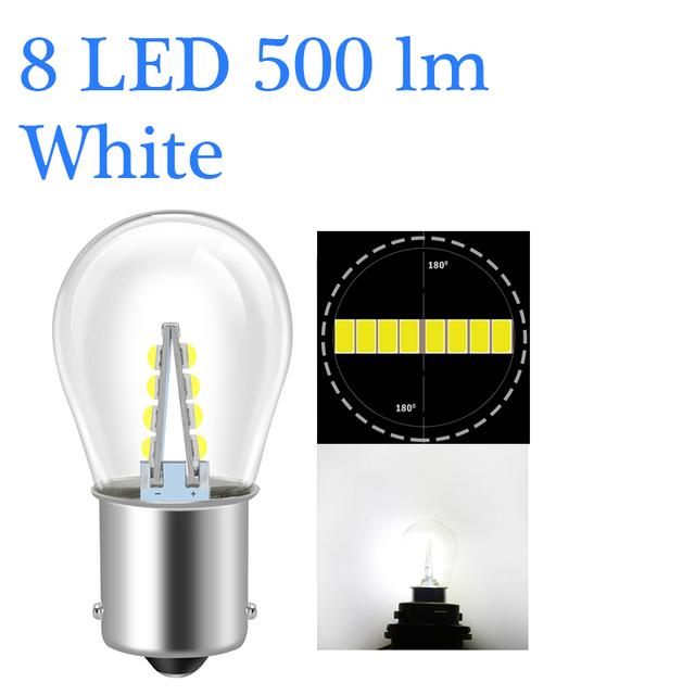 8 /16 3030 Chips Led P21w Ba15s Car Light S25 1156 Auto Vehicle Reverse Turning Signal Bulb Lamp Drl White 6000k 12v 24v