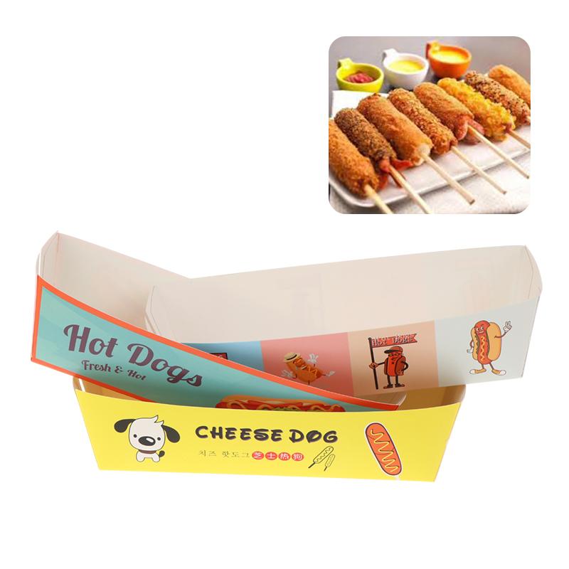 100 sztuk Pudełko do pakowania hot-dogów bez składania Papierowe Jednorazowe Naczynia Imprezowe Taca do serwowania jedzenia Dla Firm Cateringowych Pudełka Cateringowe