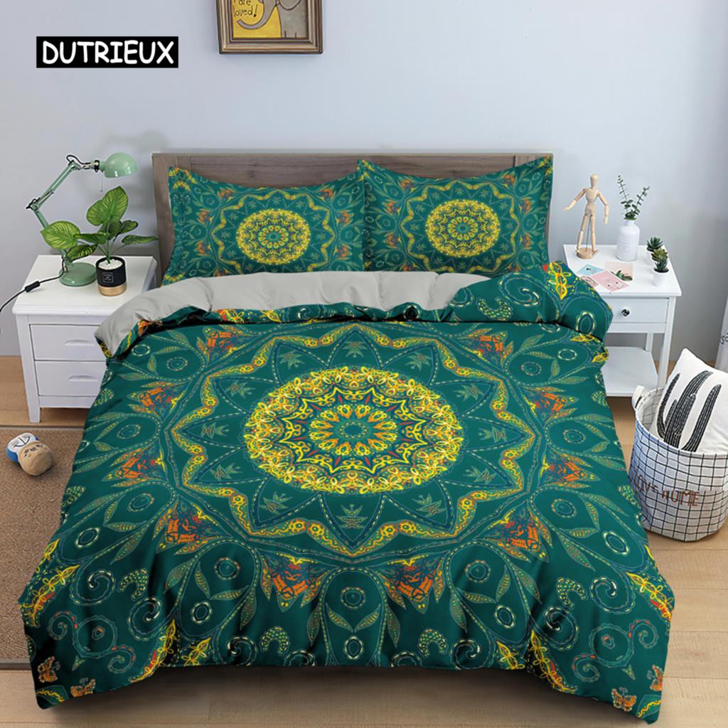 Ethnic Bohemian Mandala Duvet Cover King Queen European Flowers Vintage Bedding Set Geometric Retro Style Polyester Quilt Cover