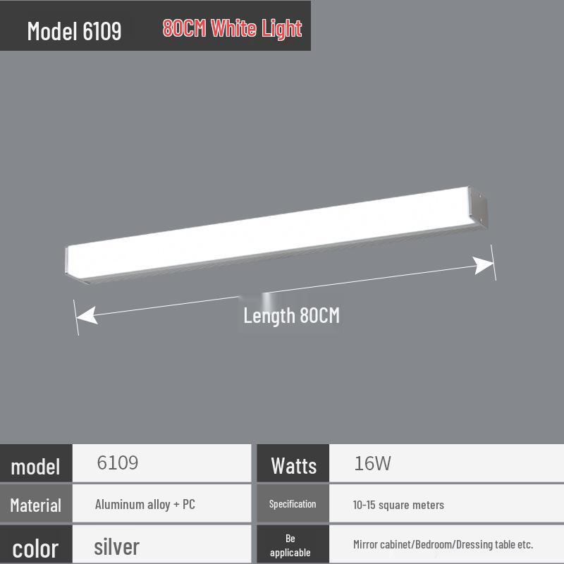 LED Waterproof Anti-Fog Bathroom Mirror Light - Modern, Punch-Free, Long Strip Design for Makeup Mirror or Cabinet Lighting