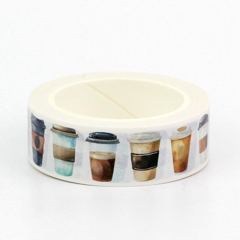 

NEW 1PC 10M Decor Kawaii Coffee Cups and Juice Drinks Washi Tape Set for Scrapbooking Journaling Masking Tape Cute Stationery