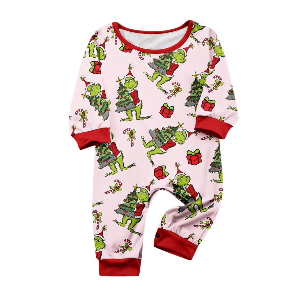 Christmas Print Cute Family Set Pajamas, Home Clothes, Family Set Long Sleeve Top Pants Set