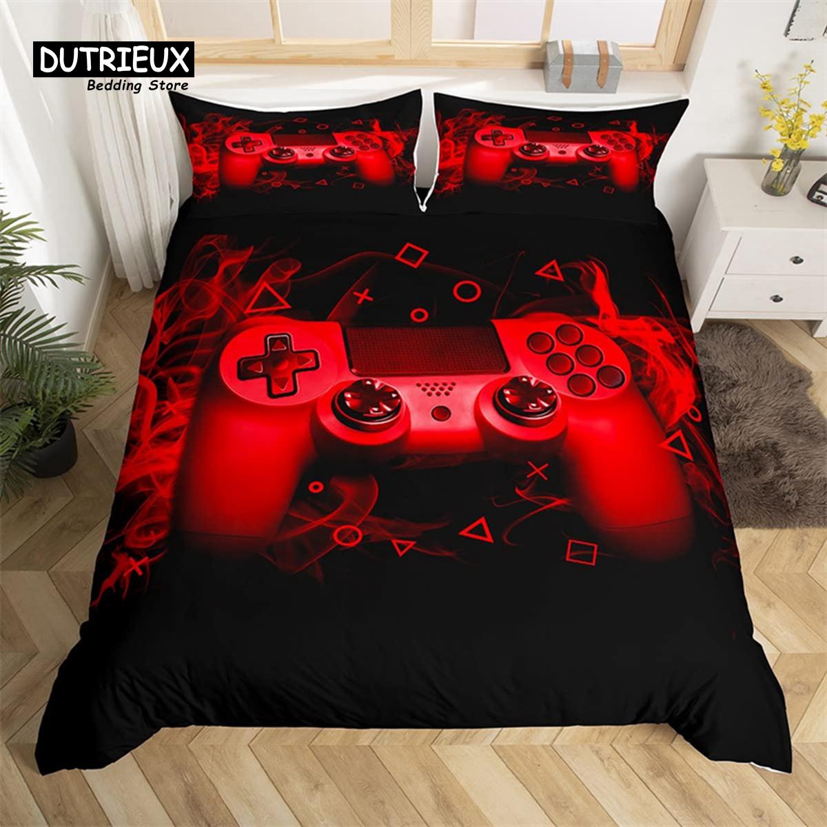 

Video Game Controller King Duvet Cover Gamer Комплект постільної білизни Single For Boys Girls Teens Player Microfiber Gaming Comforter Cover EU single(135x200cm)