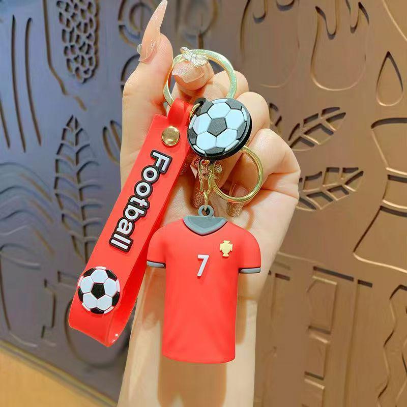 World Cup Soccer Jersey Keychain - Soft Rubber Pendant for Bags & Gifts
