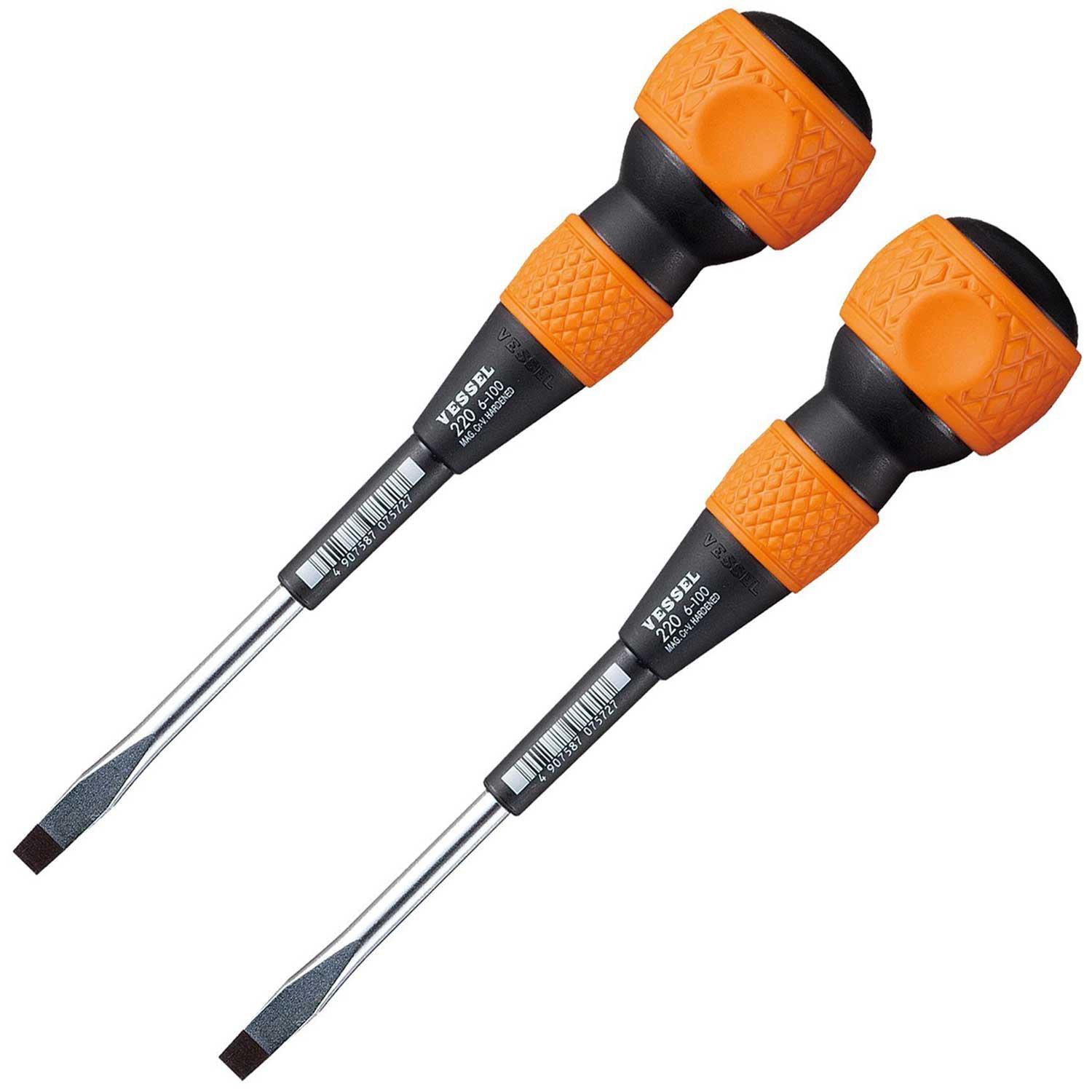 

VESSEL Ball Grip Driver No. 220 Flathead 6 x 100 Set of 2