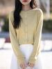 Women's Korean Style Loose Wool Cardigan - Round Neck, Long Sleeve, Spring Outerwear