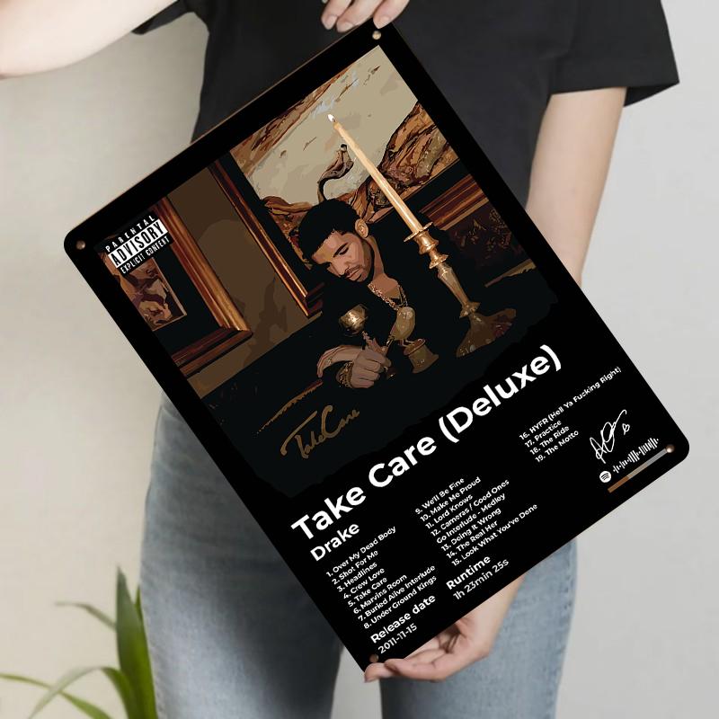 

Drake Take Care Album Cover Custom Metal Tin Sign Vintage Music Art Decor for Home Bar Wall Decoration 20x30cm（7.8x11.8inch）