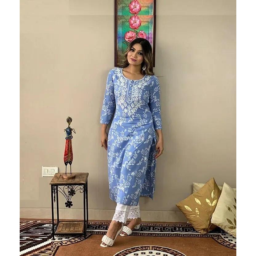 Women Bollywood Top Tunic Kurta Pant Set Indian Designer Ethnic Kurti Dress VFP-1860a