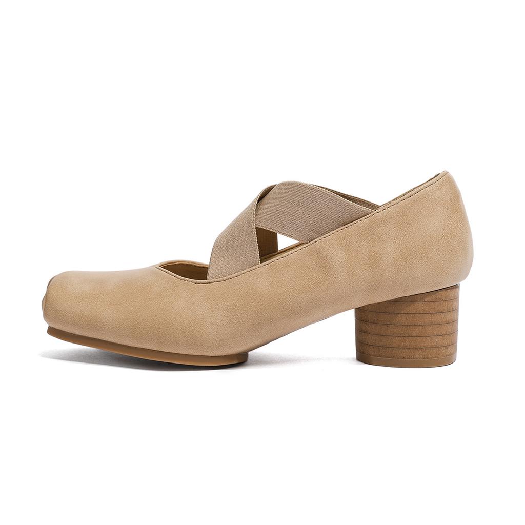 Thick Heel Ballet Shoes Women's Leather Retro Straps Single Shoes 2025 New Shallow Mouth Square Head Fairy Wearing Mary Women's Shoes